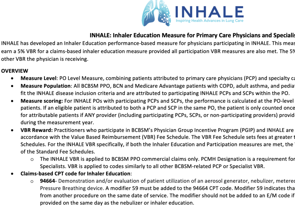 2023-24 Inhaler Education Measure for Primary Care Physicians and Specialists (2025 VBR)